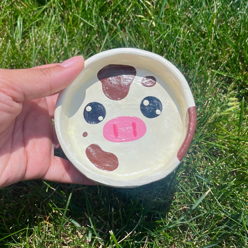 Handmade Cute Cow Trinket/Jewelry Dish